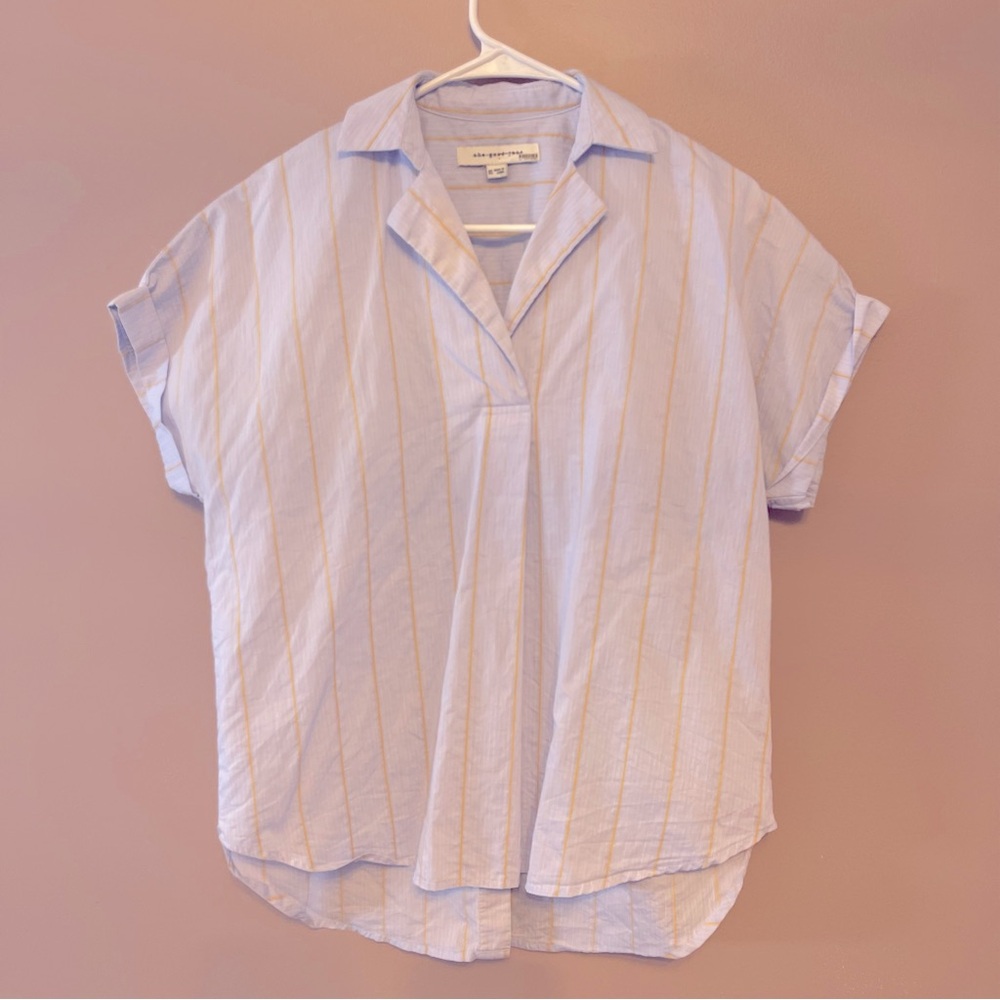 Anthropologie top. Blue an yellow stripped size xs oversized fit